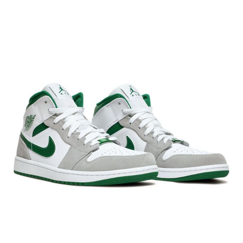 Air Jordan 1 Mid Se Fehér Szürke Zöld Férfi Cipő