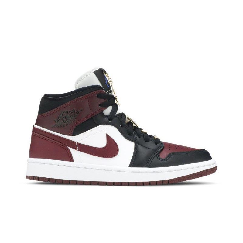 Air Jordan 1 Mid Se Fekete Bordeaux Fehér Női Cipő