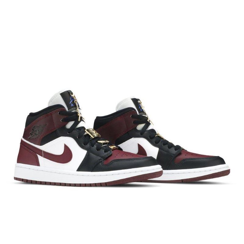 Air Jordan 1 Mid Se Fekete Bordeaux Fehér Női Cipő