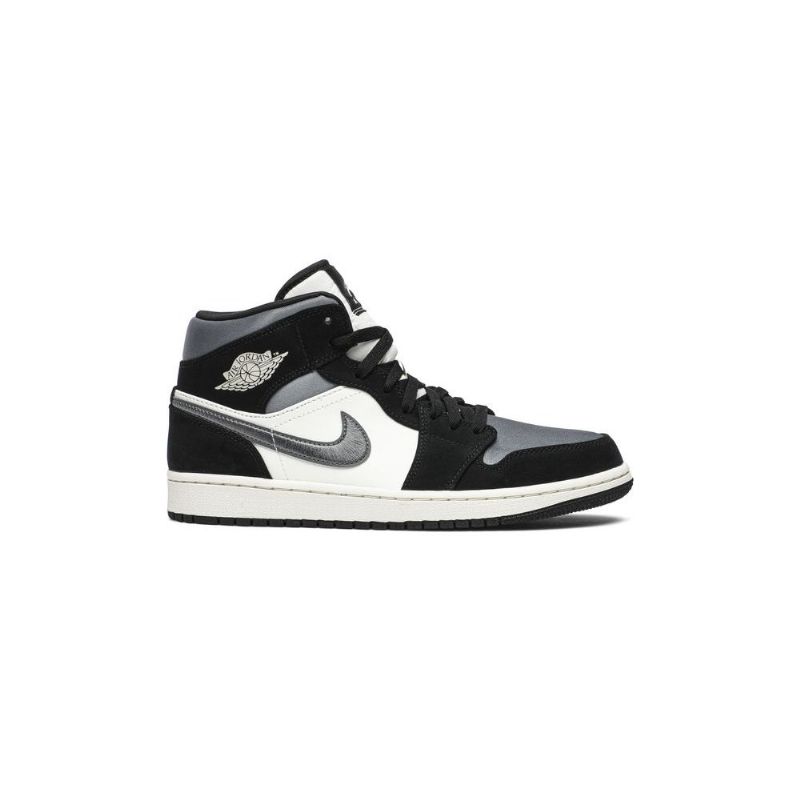 Air Jordan 1 Mid Se Fekete Fehér Szürke Férfi Cipő