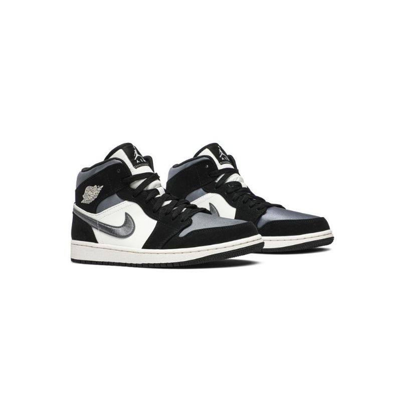 Air Jordan 1 Mid Se Fekete Fehér Szürke Férfi Cipő