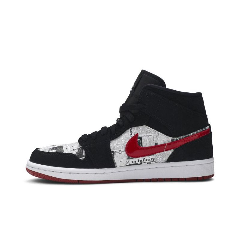 Air Jordan 1 Mid Se Fekete Piros Fehér Férfi Cipő