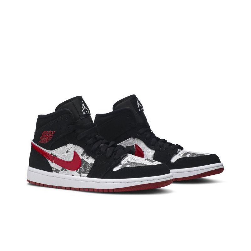 Air Jordan 1 Mid Se Fekete Piros Fehér Férfi Cipő