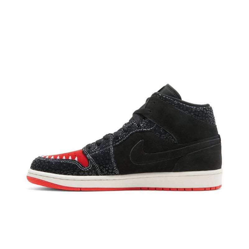 Air Jordan 1 Mid Se Fekete Piros Zöld Arany Férfi Cipő