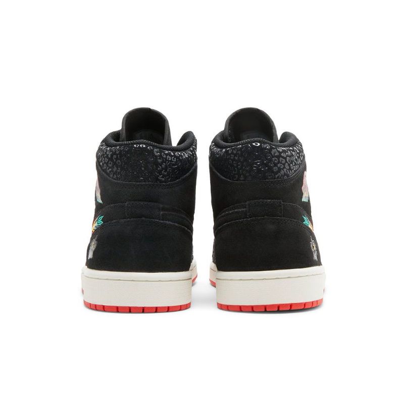 Air Jordan 1 Mid Se Fekete Piros Zöld Arany Férfi Cipő