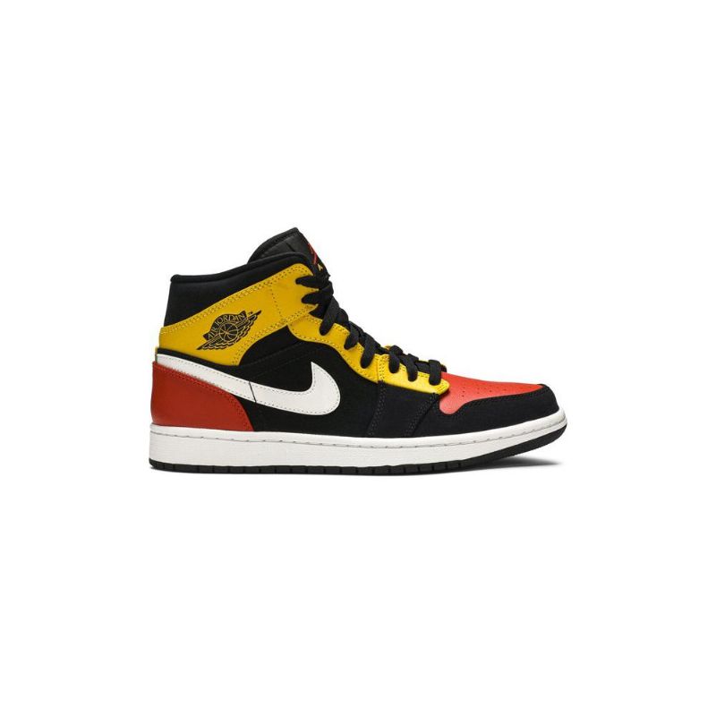 Air Jordan 1 Mid Se Fekete Sárga Narancssárga Fehér Férfi Cipő