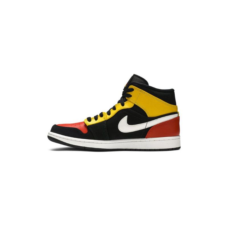Air Jordan 1 Mid Se Fekete Sárga Narancssárga Fehér Férfi Cipő