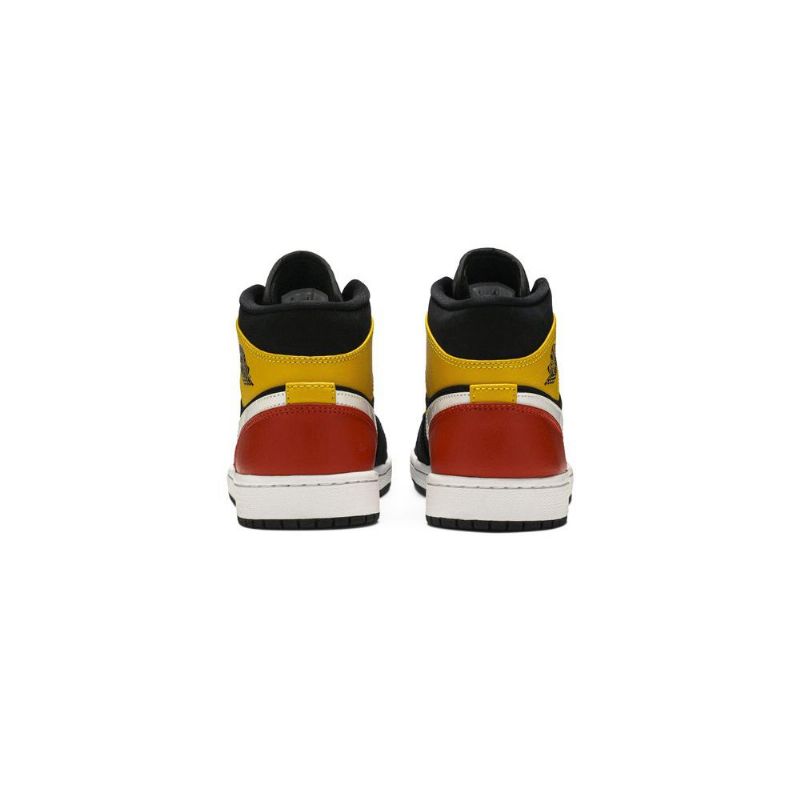 Air Jordan 1 Mid Se Fekete Sárga Narancssárga Fehér Férfi Cipő