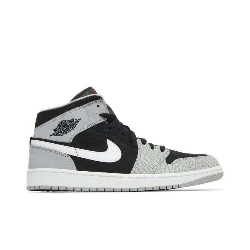Air Jordan 1 Mid Se Fekete Szürke Fehér Piros Férfi Cipők