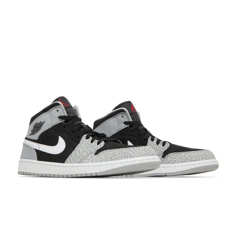 Air Jordan 1 Mid Se Fekete Szürke Fehér Piros Férfi Cipők