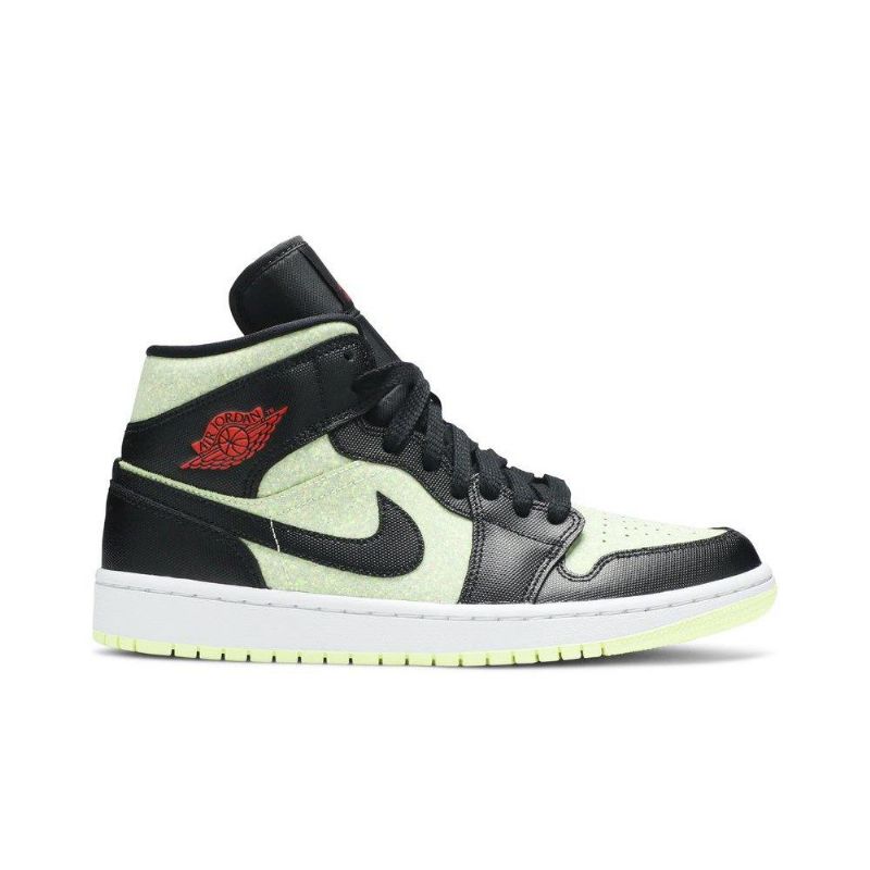 Air Jordan 1 Mid Se Fekete Zöld Piros Női Cipő