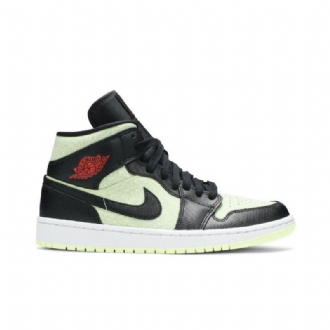 Air Jordan 1 Mid Se Fekete Zöld Piros Női Cipő