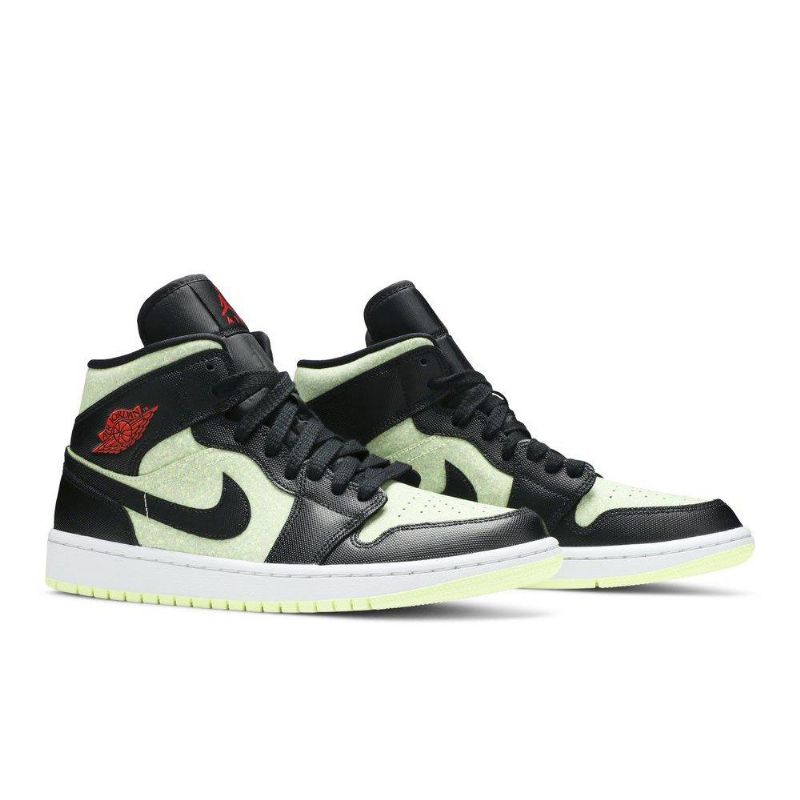 Air Jordan 1 Mid Se Fekete Zöld Piros Női Cipő