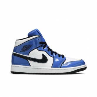 Air Jordan 1 Mid Se Kék Fehér Fekete Férfi Cipő