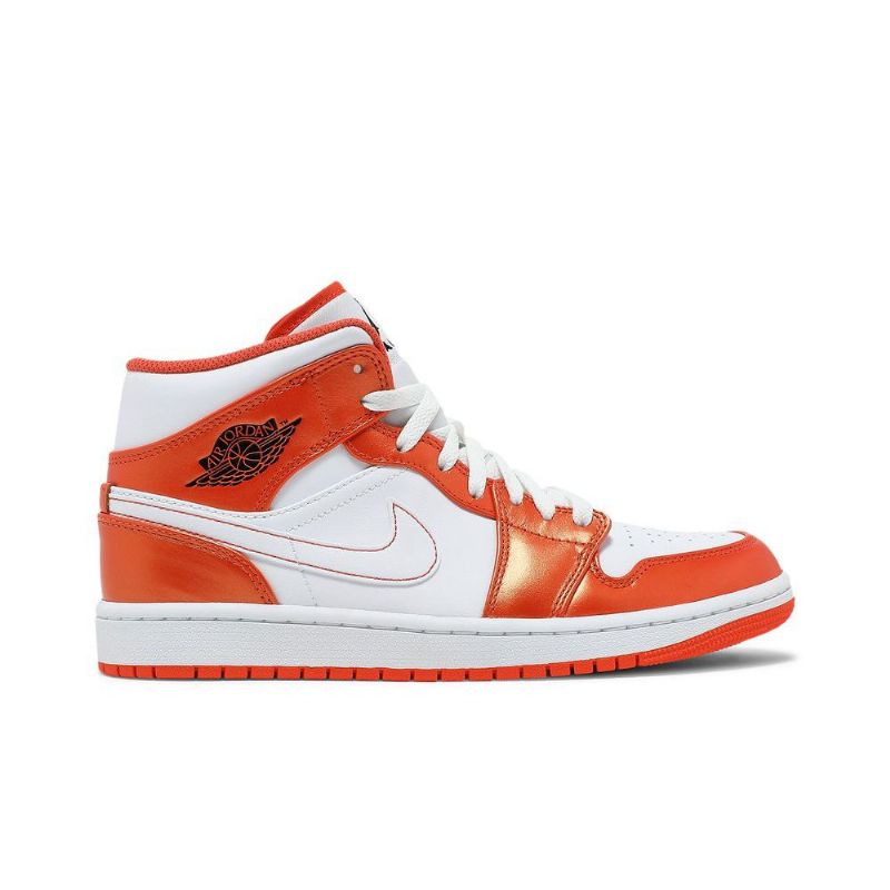 Air Jordan 1 Mid Se Narancssárga Fehér Fekete Férfi Cipő