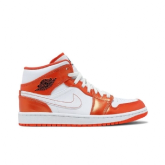 Air Jordan 1 Mid Se Narancssárga Fehér Fekete Férfi Cipő