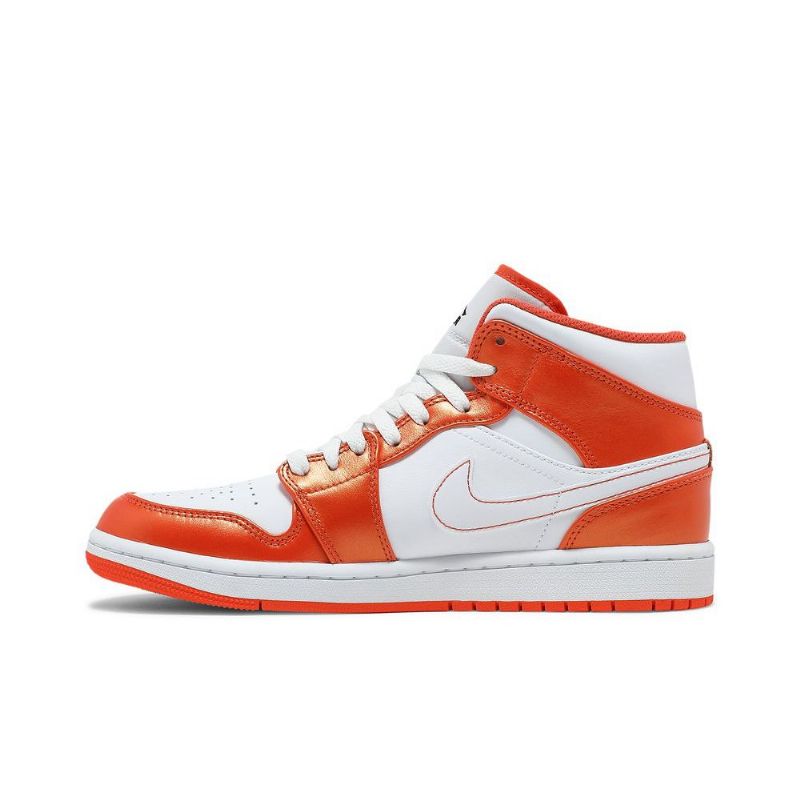 Air Jordan 1 Mid Se Narancssárga Fehér Fekete Férfi Cipő