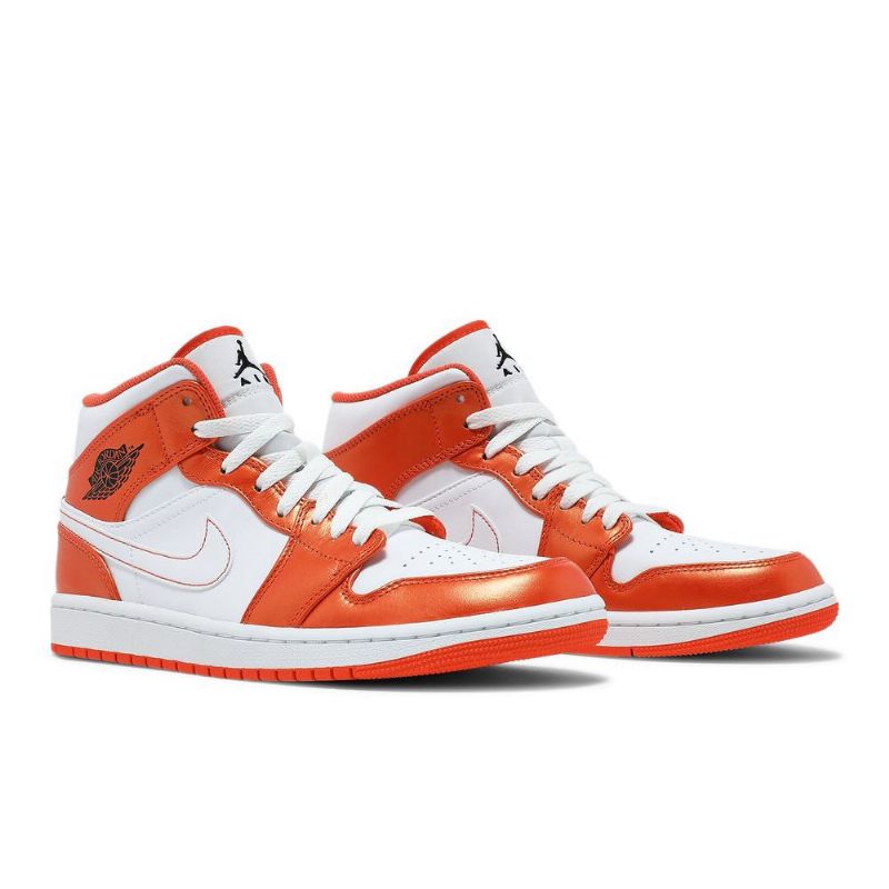 Air Jordan 1 Mid Se Narancssárga Fehér Fekete Férfi Cipő