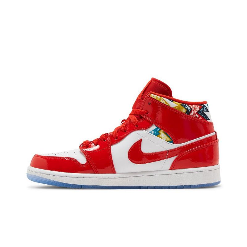 Air Jordan 1 Mid Se Piros Fehér Gold Kék Férfi Cipők