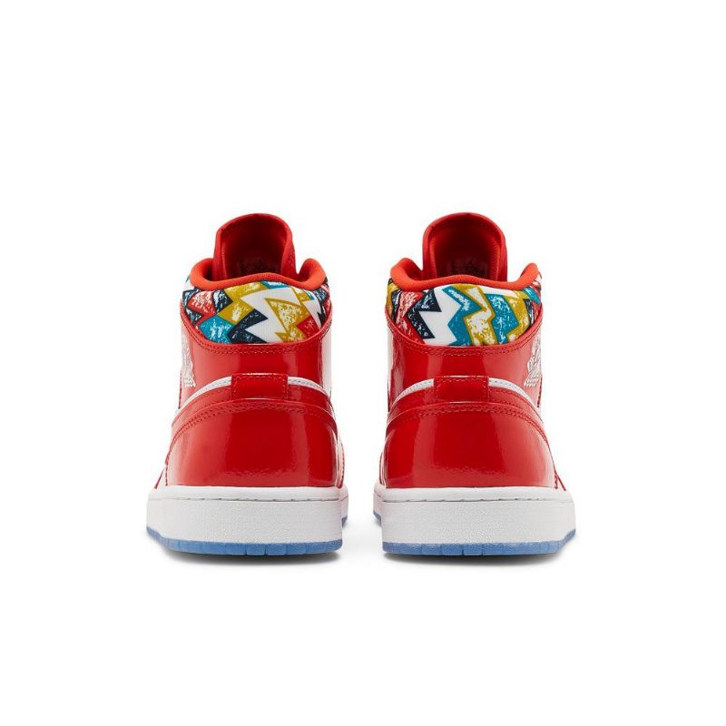 Air Jordan 1 Mid Se Piros Fehér Gold Kék Férfi Cipők