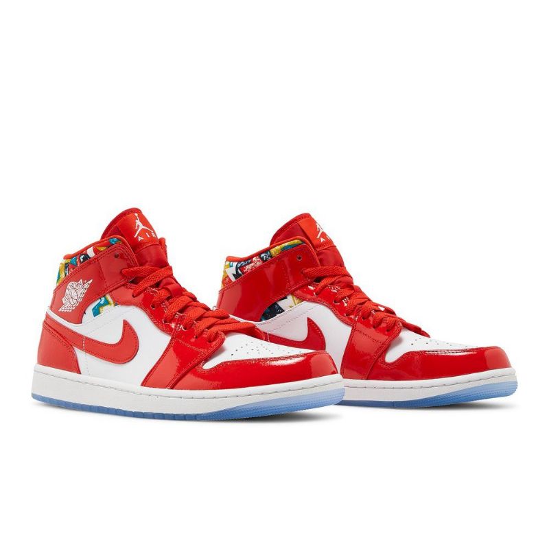 Air Jordan 1 Mid Se Piros Fehér Gold Kék Férfi Cipők