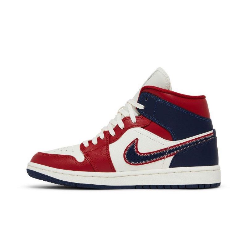 Air Jordan 1 Mid Se Piros Fehér Sötétkék Női Cipő