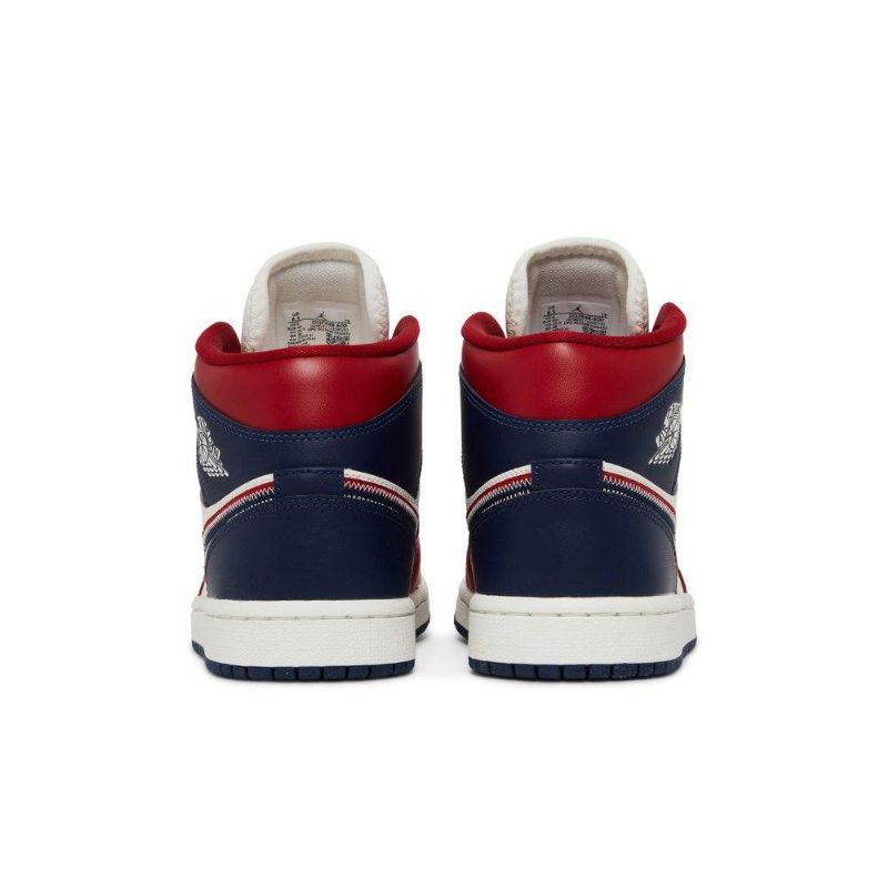 Air Jordan 1 Mid Se Piros Fehér Sötétkék Női Cipő