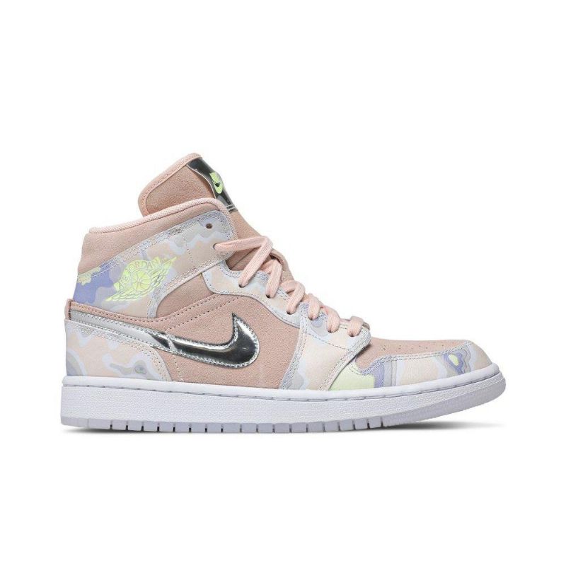 Air Jordan 1 Mid Se Rózsaszín Ezüst Zöld Női Cipő