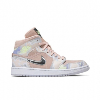 Air Jordan 1 Mid Se Rózsaszín Ezüst Zöld Női Cipő