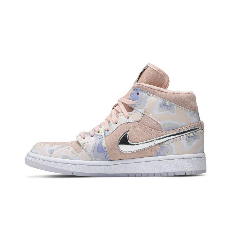 Air Jordan 1 Mid Se Rózsaszín Ezüst Zöld Női Cipő