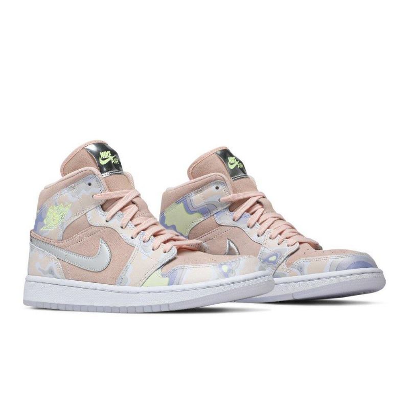 Air Jordan 1 Mid Se Rózsaszín Ezüst Zöld Női Cipő