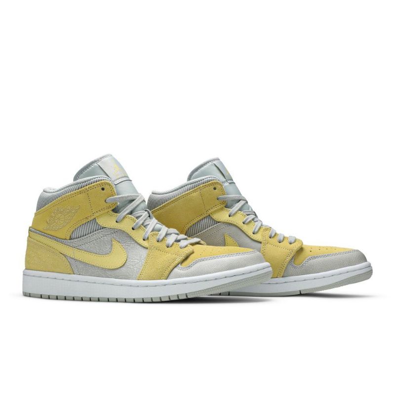 Air Jordan 1 Mid Se Szürke Sárga Férfi Cipő