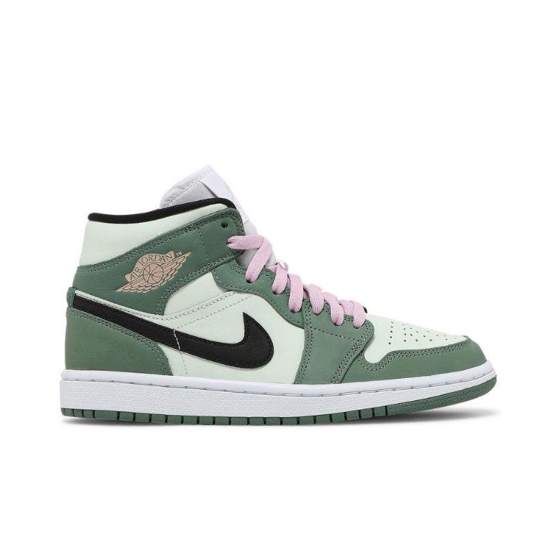 Air Jordan 1 Mid Se Zöld Fekete Rózsaszín Női Cipő
