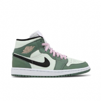 Air Jordan 1 Mid Se Zöld Fekete Rózsaszín Női Cipő