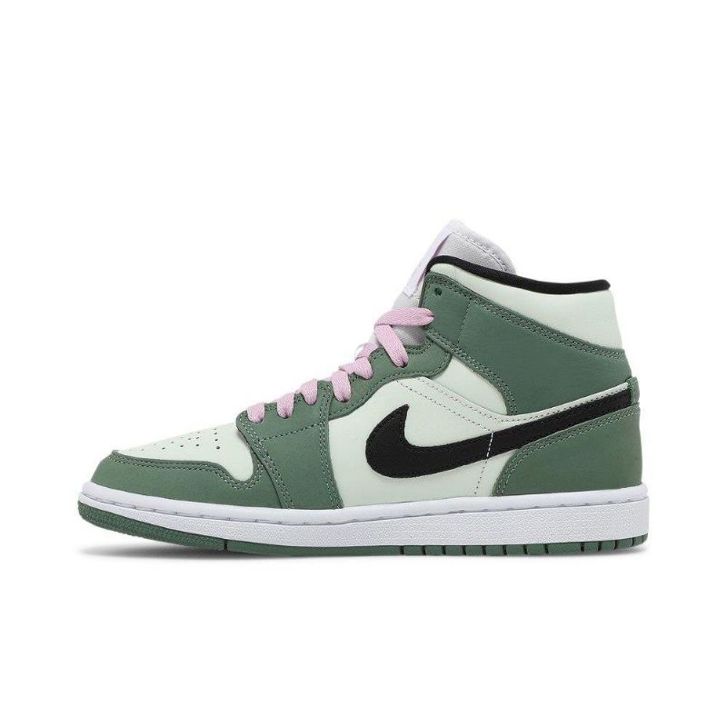 Air Jordan 1 Mid Se Zöld Fekete Rózsaszín Női Cipő