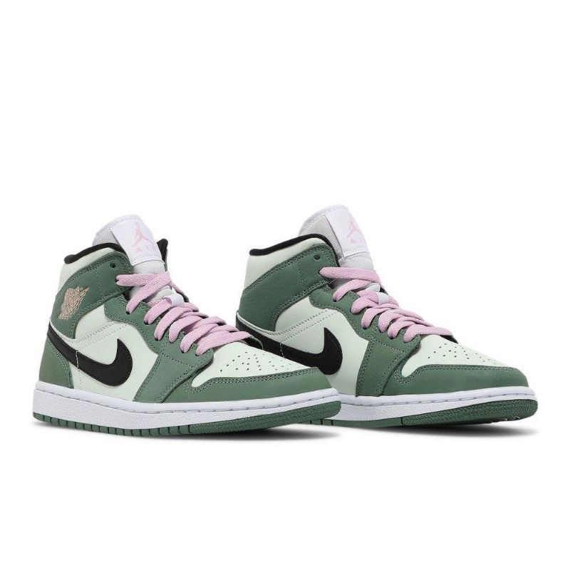 Air Jordan 1 Mid Se Zöld Fekete Rózsaszín Női Cipő