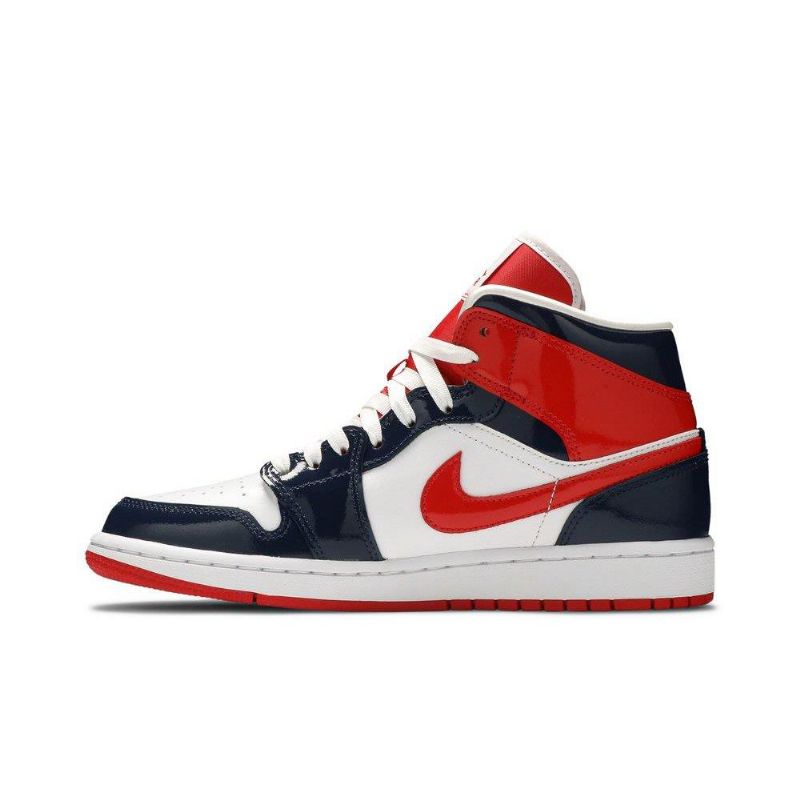 Air Jordan 1 Mid Sötétkék Piros Fehér Női Cipő