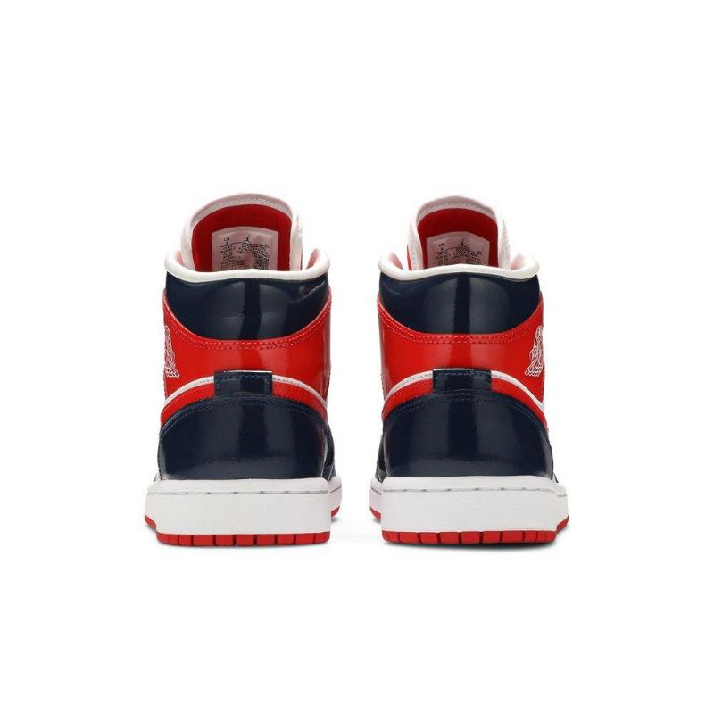 Air Jordan 1 Mid Sötétkék Piros Fehér Női Cipő
