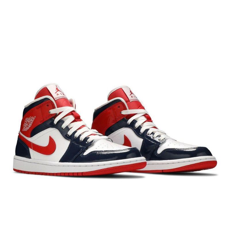 Air Jordan 1 Mid Sötétkék Piros Fehér Női Cipő