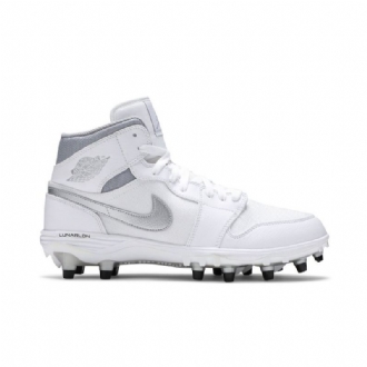 Air Jordan 1 Mid Td Cleat Fehér Ezüst Férfi Cipő