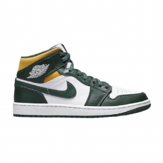 Air Jordan 1 Mid Zöld Fehér Gold Férfi Cipők