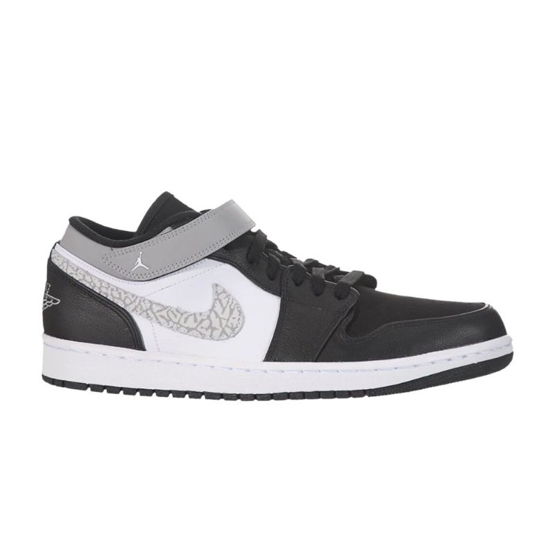 Air Jordan 1 Pántos Alacsony Fekete Ezüst Fehér Férfi Cipő