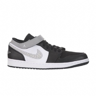 Air Jordan 1 Pántos Alacsony Fekete Ezüst Fehér Férfi Cipő