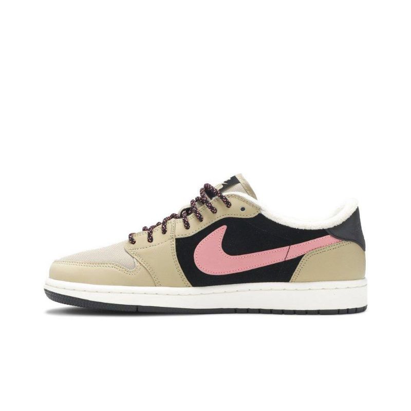 Air Jordan 1 Retro Alacsony Polár Bézs Fekete Rózsaszín Fehér Női Cipő
