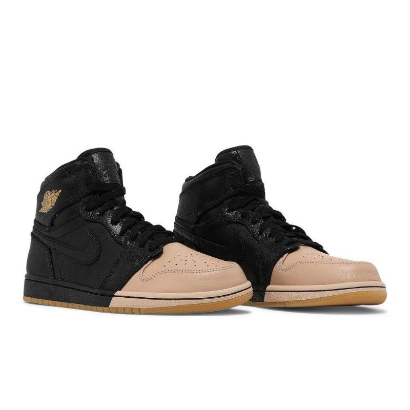 Air Jordan 1 Retro High Premium Fekete Gold Khaki Női Cipő