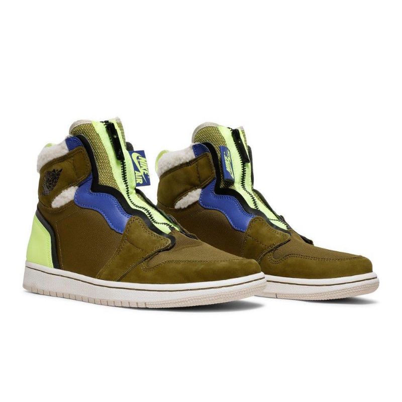 Air Jordan 1 Retro Magas Cipzár Olíva Zöld Kék Női Cipő