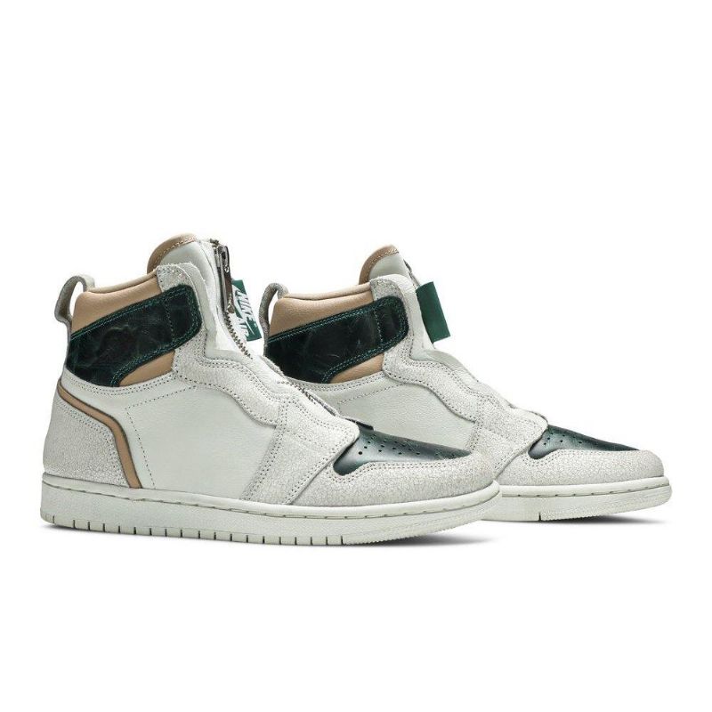 Air Jordan 1 Retro Magas Cipzáras Fehér Zöld Barna Női Cipő