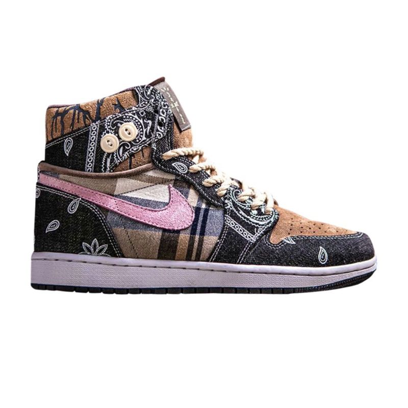 Air Jordan 1 Testreszabott Magas Fekete Többszínű Férfi Cipő