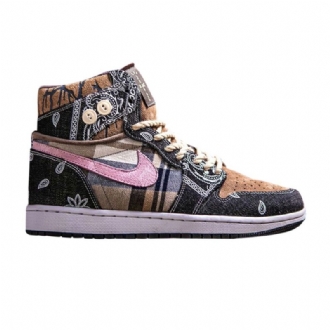 Air Jordan 1 Testreszabott Magas Fekete Többszínű Férfi Cipő