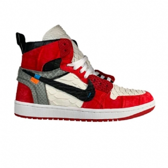 Air Jordan 1 The Shoe Surgeon Törtfehér Magas Retro Lux Vörös Ezüstszürke Fekete Férfi Cipő